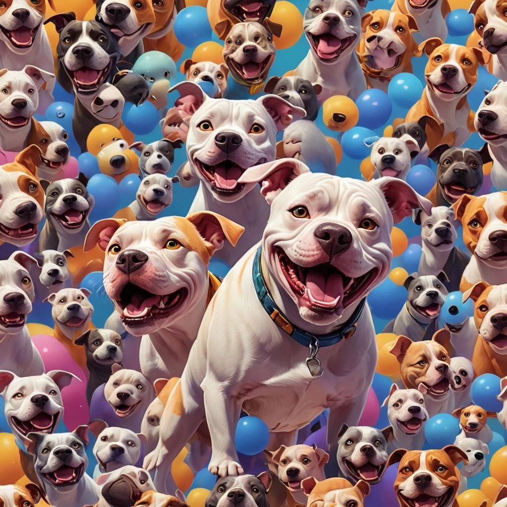 Funny Pitbull Dog in 3D Pixar Concept Art