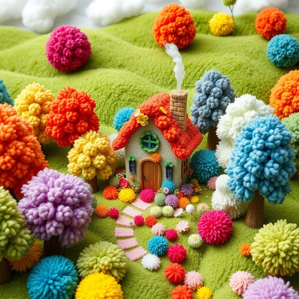 Charming Pom-Pom Cottage in Vibrant Forest