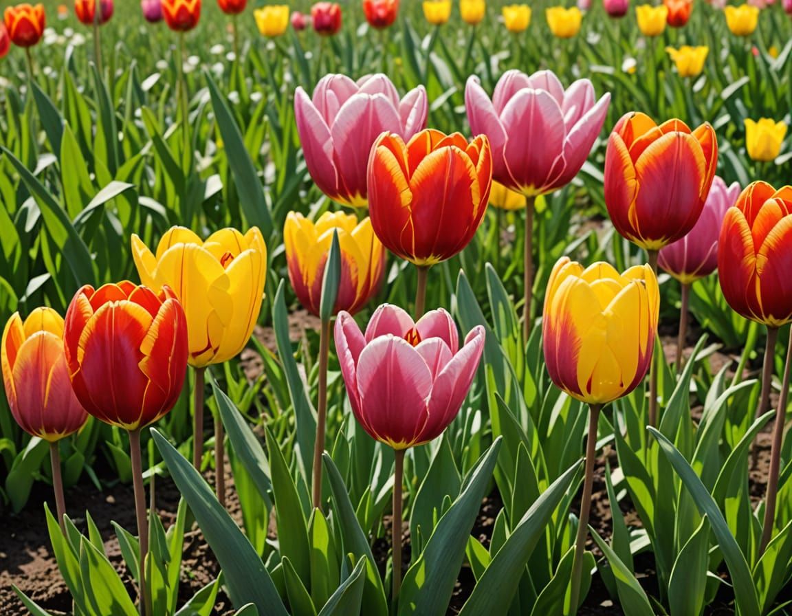 Vibrant Tulip Bloom Amidst Prairie Grass