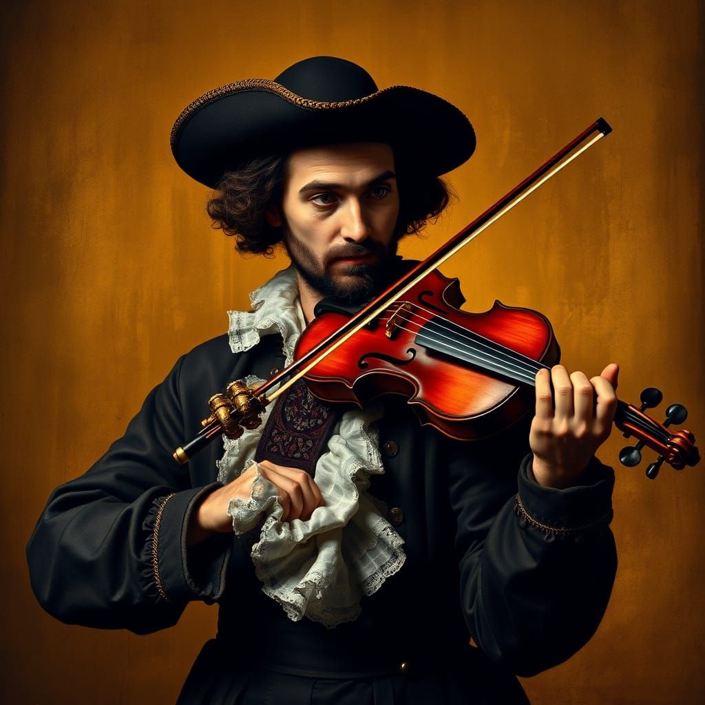 Baroque Violinist in Golden Light