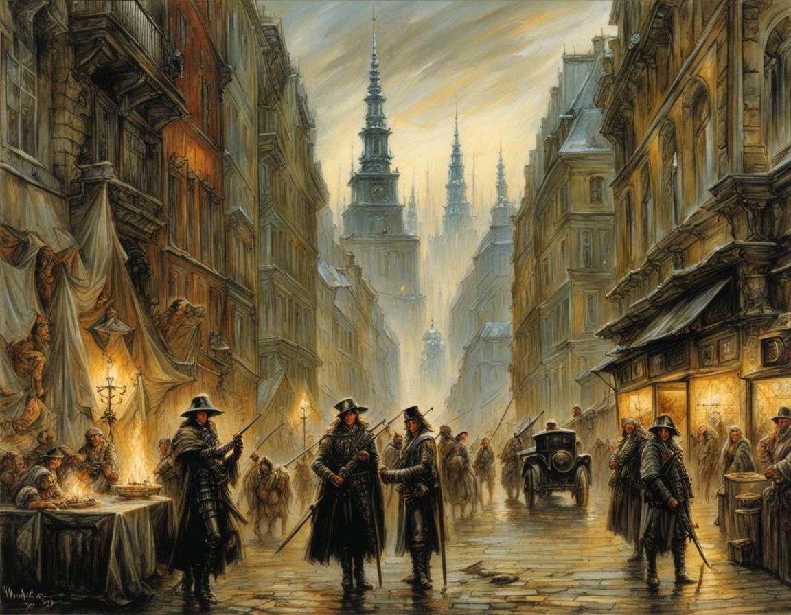 Warsaw Postcard: Detailed Comic Book Art Style