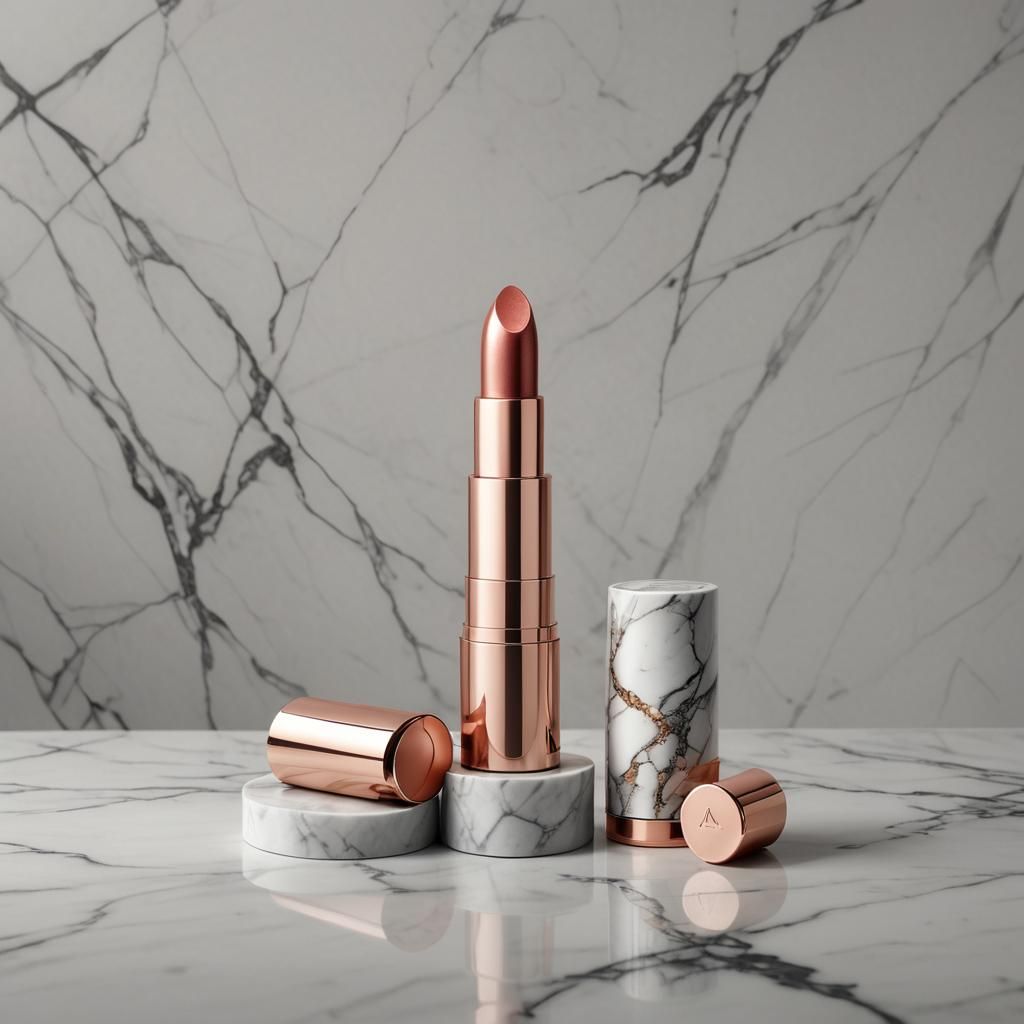 Rose Gold Lipstick: Minimalist Beauty Product Photography