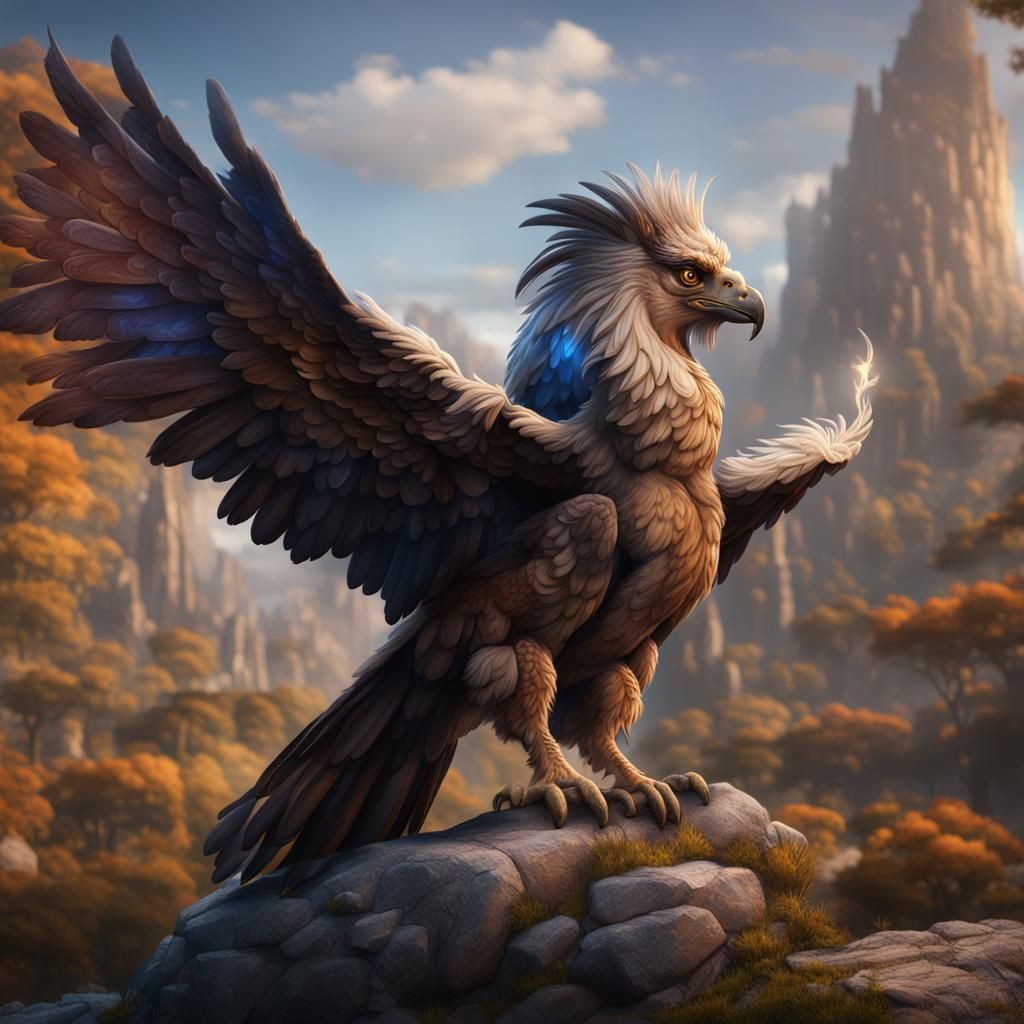 Fantastical Hippogriff Pet in Detailed Matte Painting