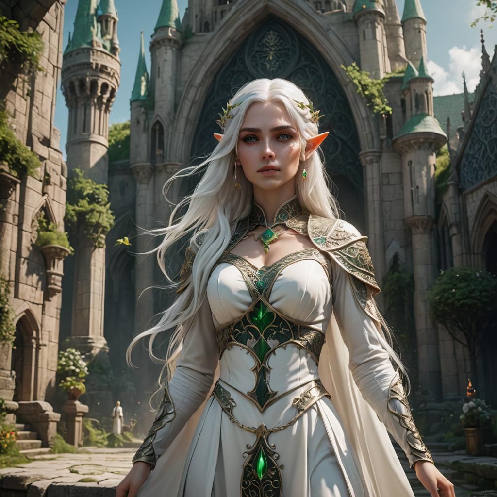Cleric Elf Girl in Detailed Fantasy Art