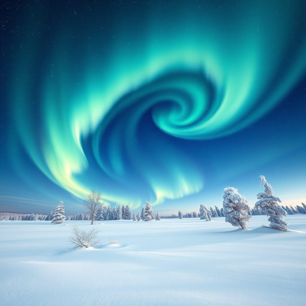 Celestial Dance of Iridescent Green and Blue