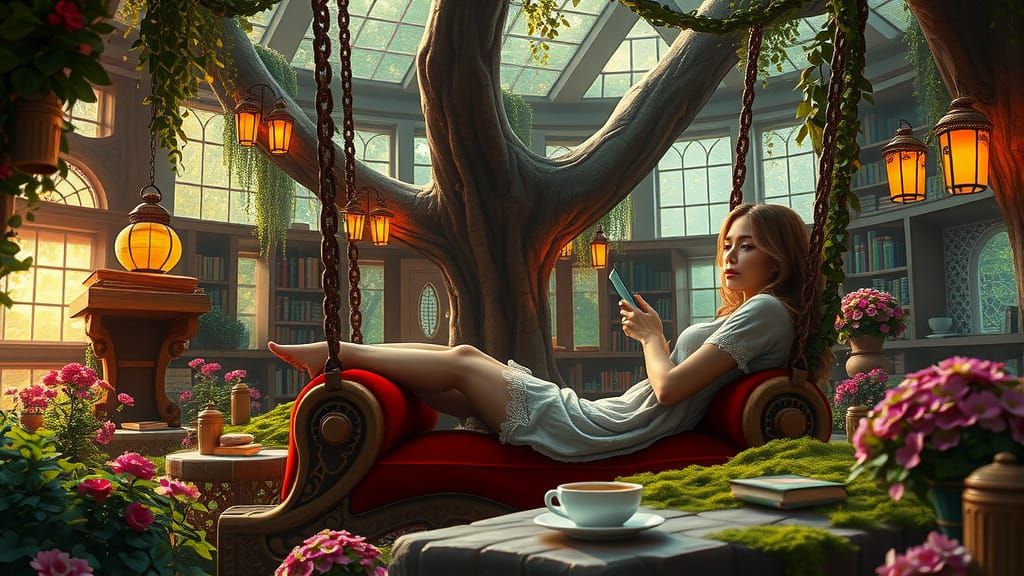 Enchanting Garden Library with Reading Nook