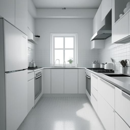 Minimalist White Kitchen Design in Hyperrealistic Style