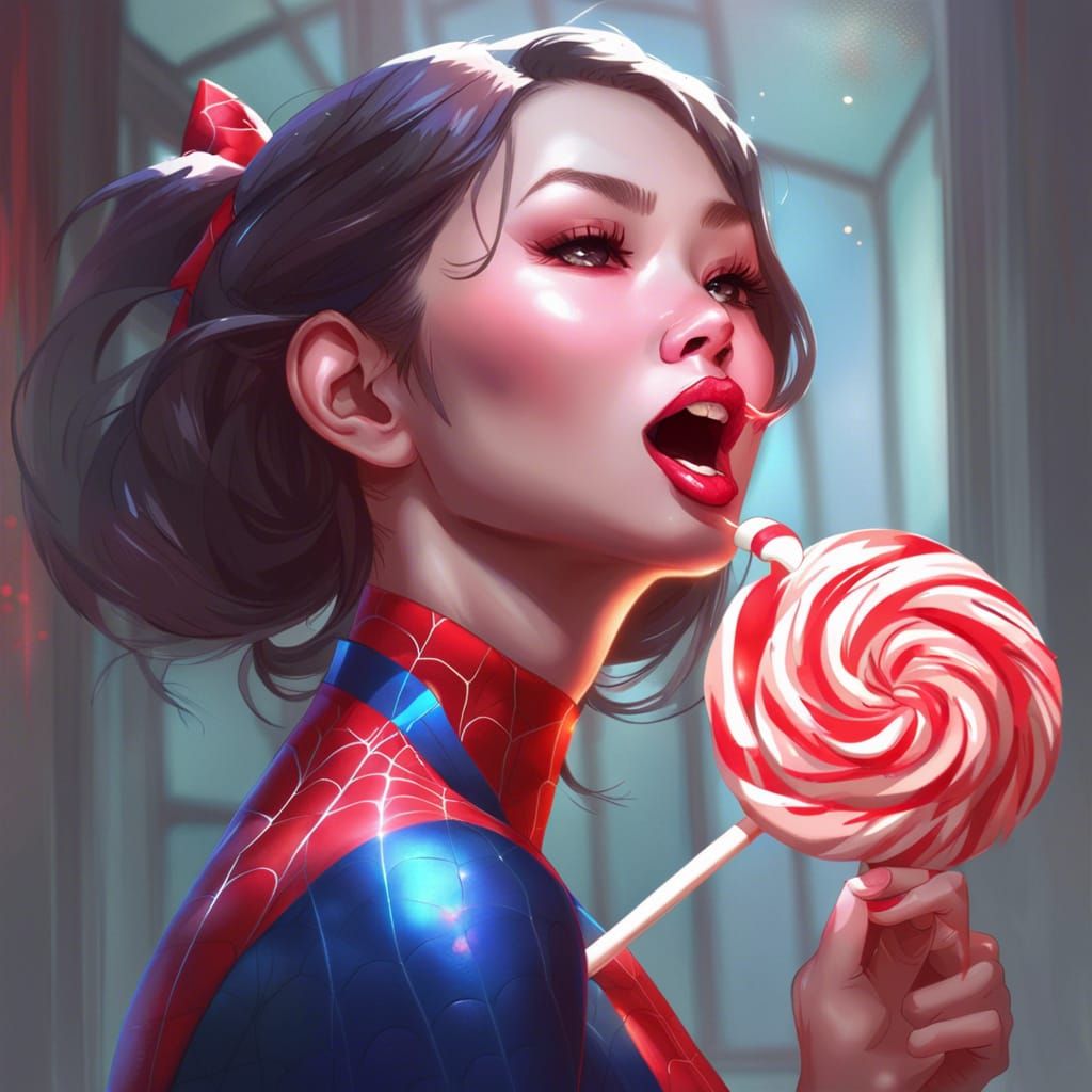 Spidergirl Portrait in Hyperdetailed Art Style