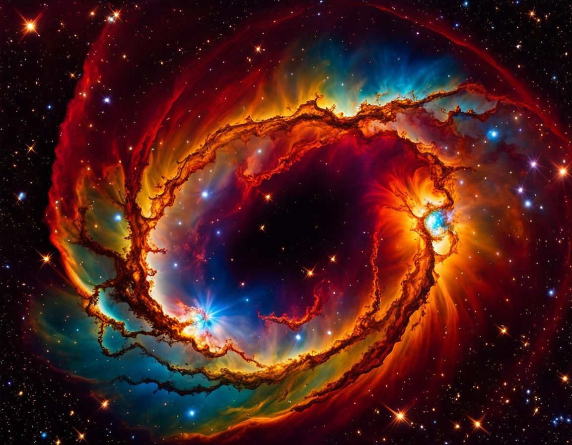 NGC 4565 Galaxy as Colorful Alcohol Ink Art