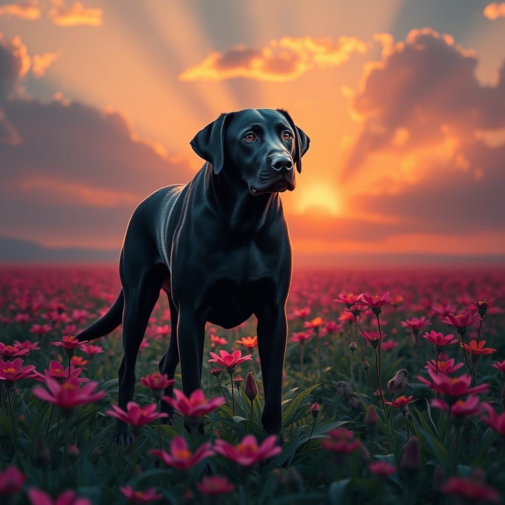 Labrador Lily Hybrid in Glowing Flower Field