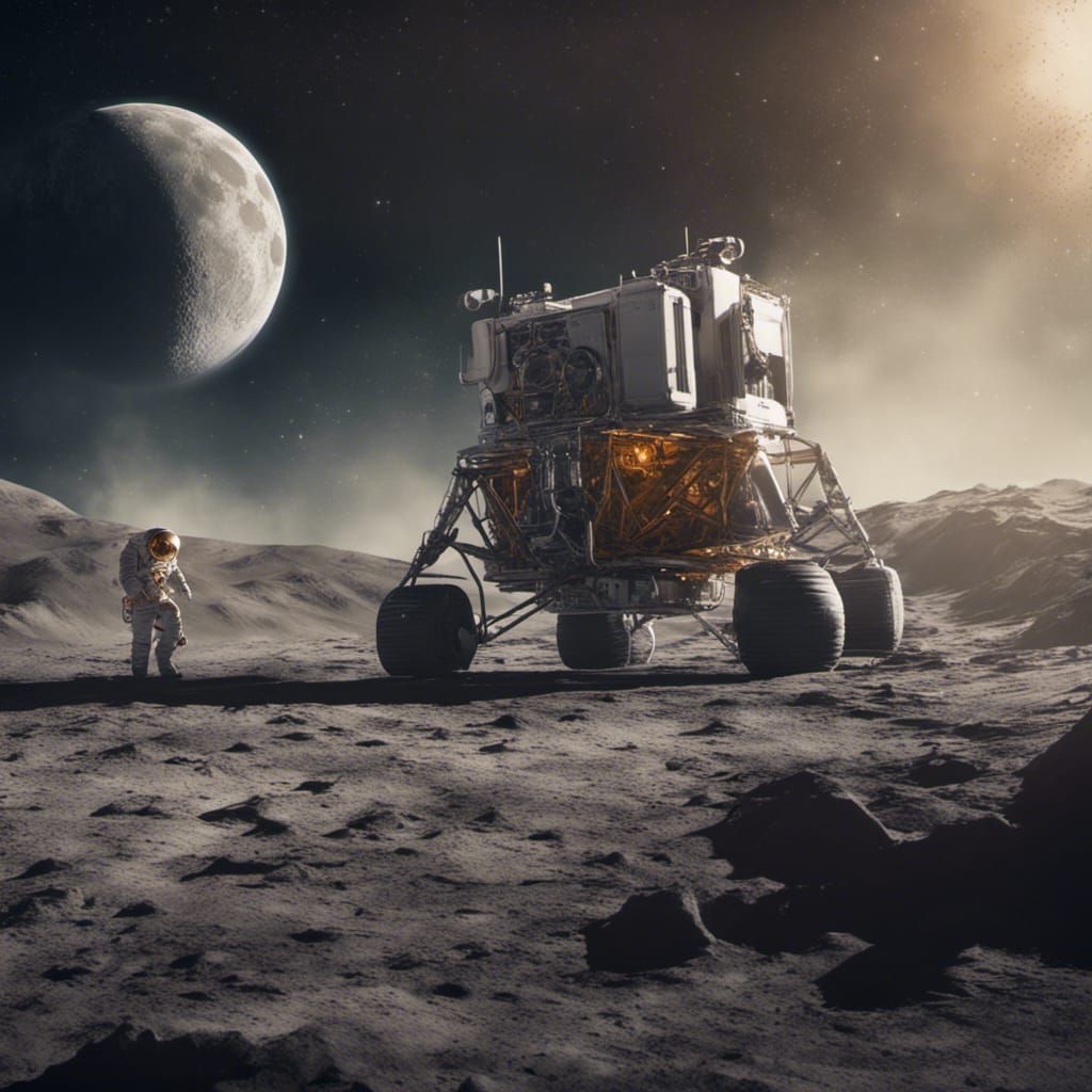 Neil Armstrong's First Moonwalk: Detailed Matte Painting