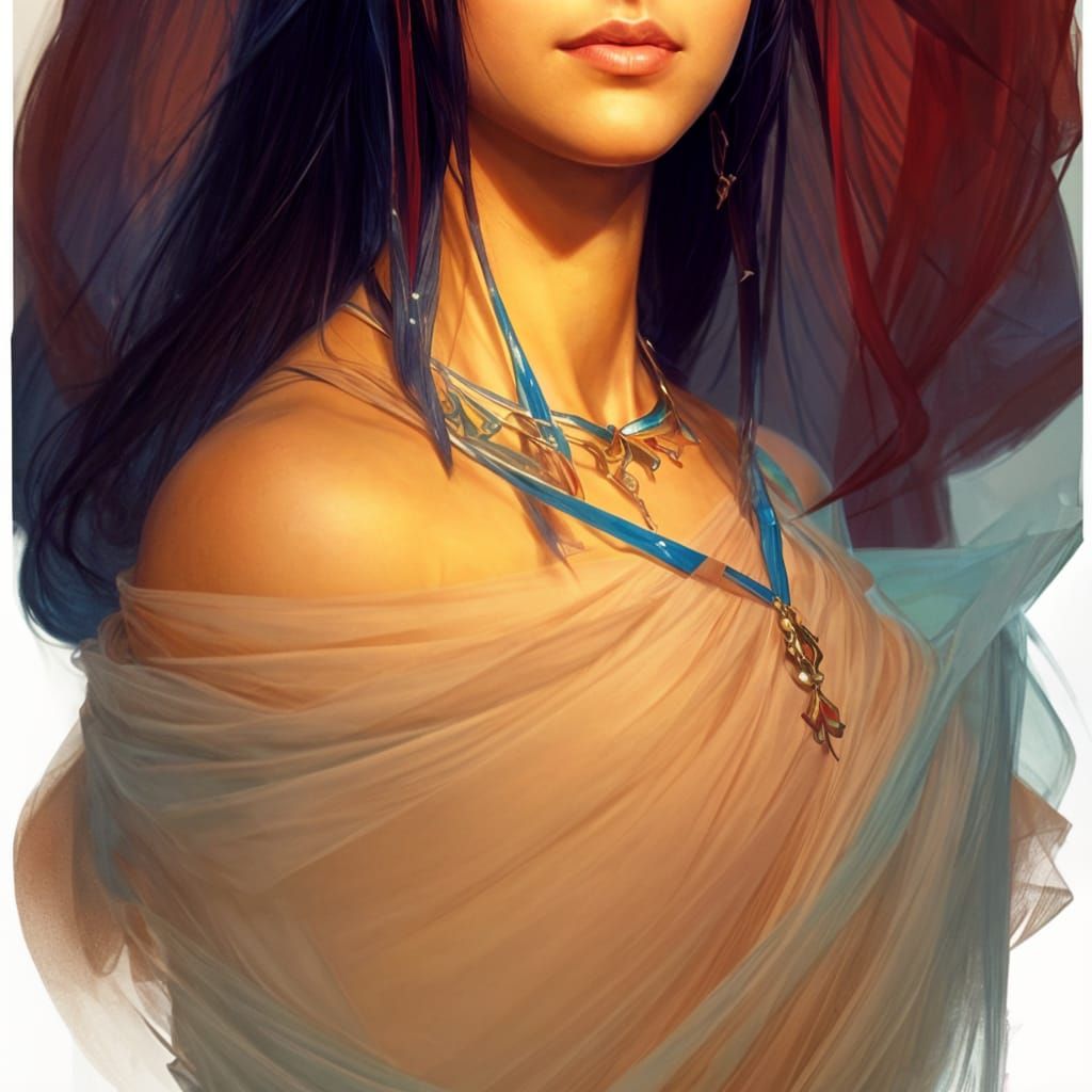 Portrait of an Arabian Girl in Splash Art Style