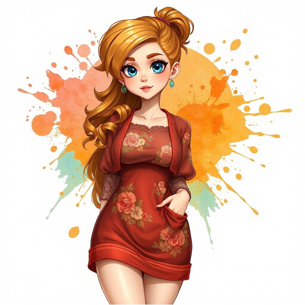 Vanilla Latte - 

Woman with ocean blue eyes and strawberry-...