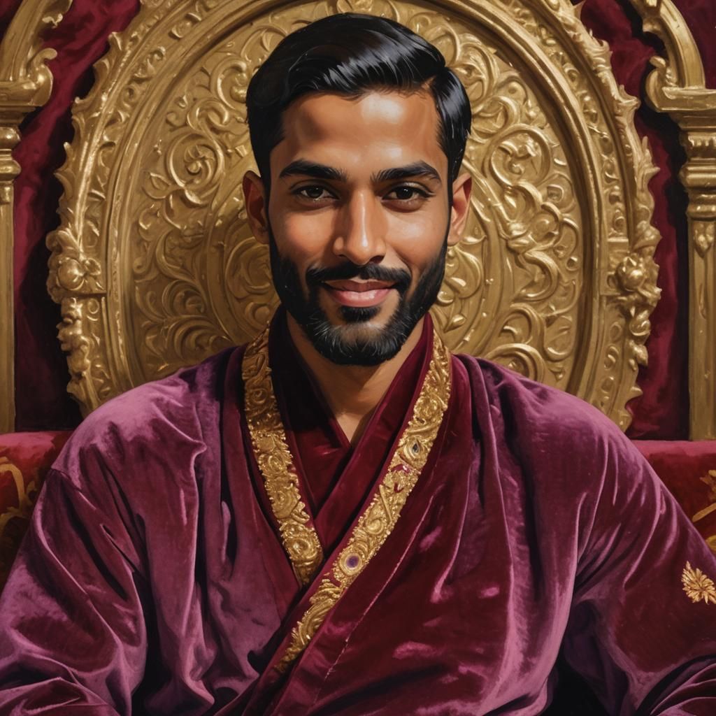 Prince on Golden Throne in Impressionist Style