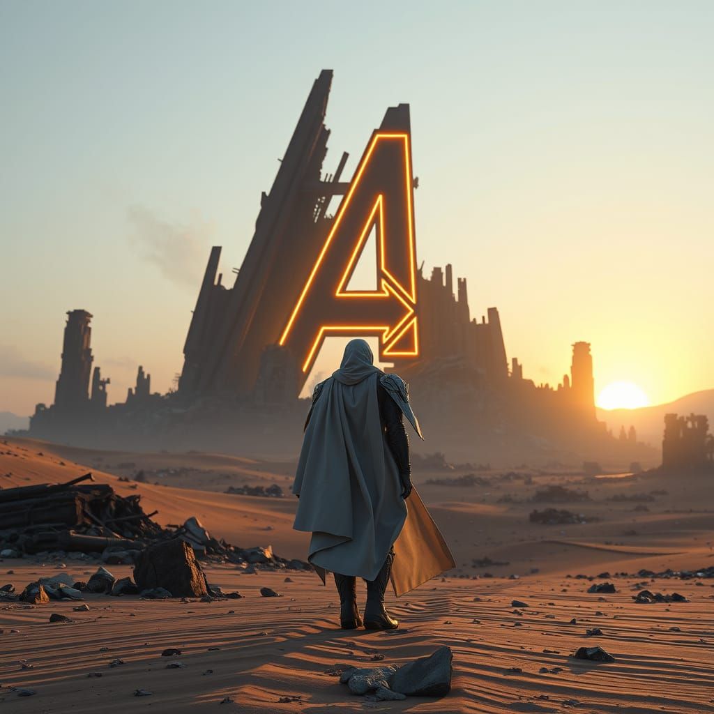 Heroic Figure Walks Through Post-Apocalyptic Wasteland with ...