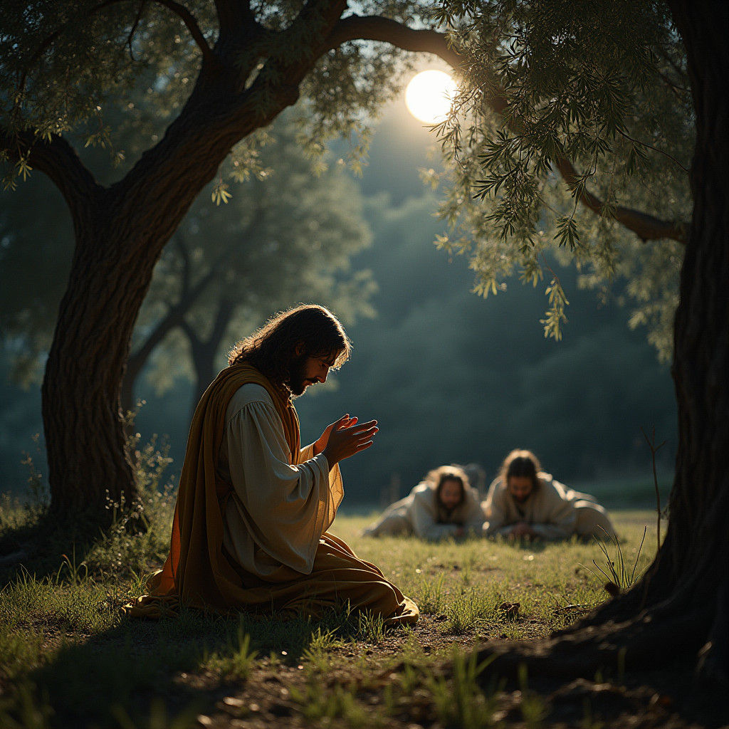 Jesus Praying in Gethsemane: A Renaissance-Inspired Scene