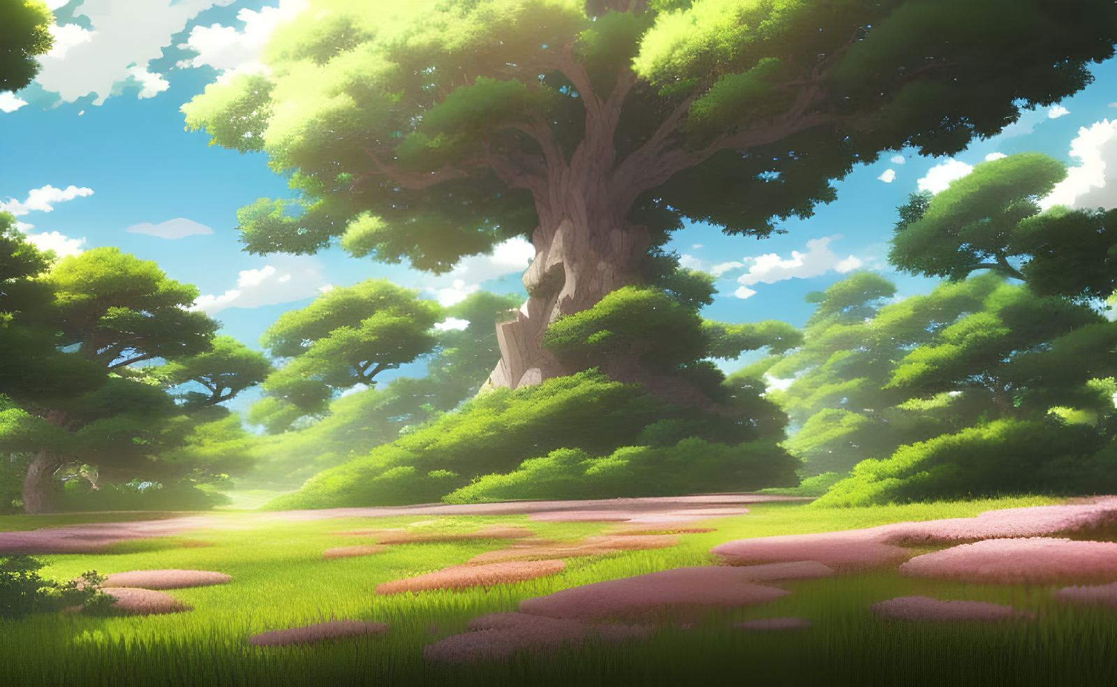 Lively Anime Plains with Magical Animals