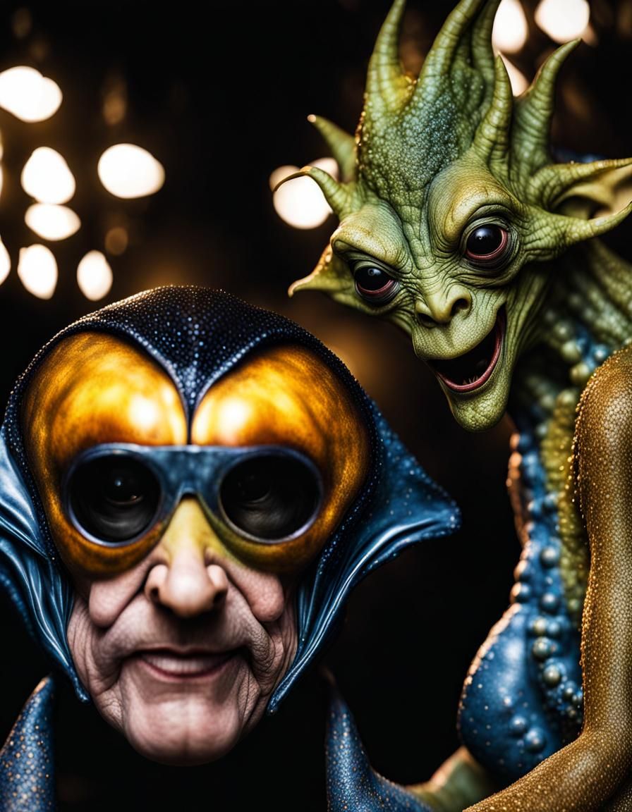 Extravagant Alien Characters in Cosmic Dreamscape: Photograp...