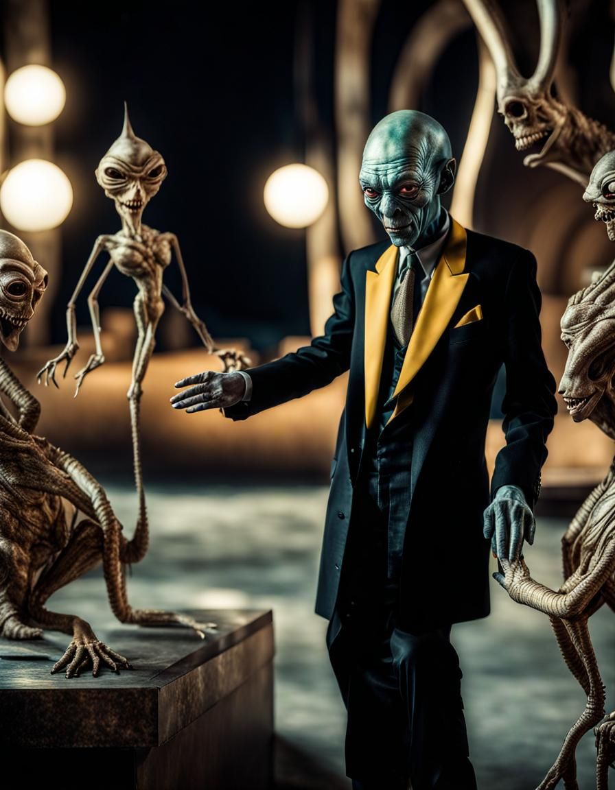 Extravagant Alien Characters in Cosmic Dreamscape