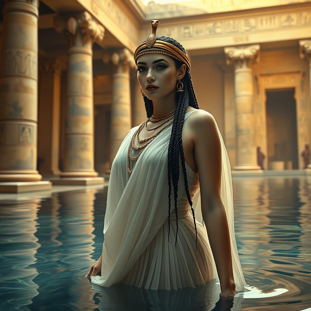 Egyptian Princess in Luxurious Temple Setting