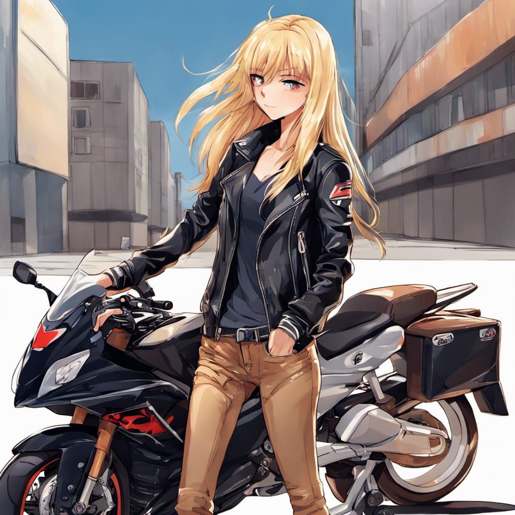 Anime Girl on Sports Bike