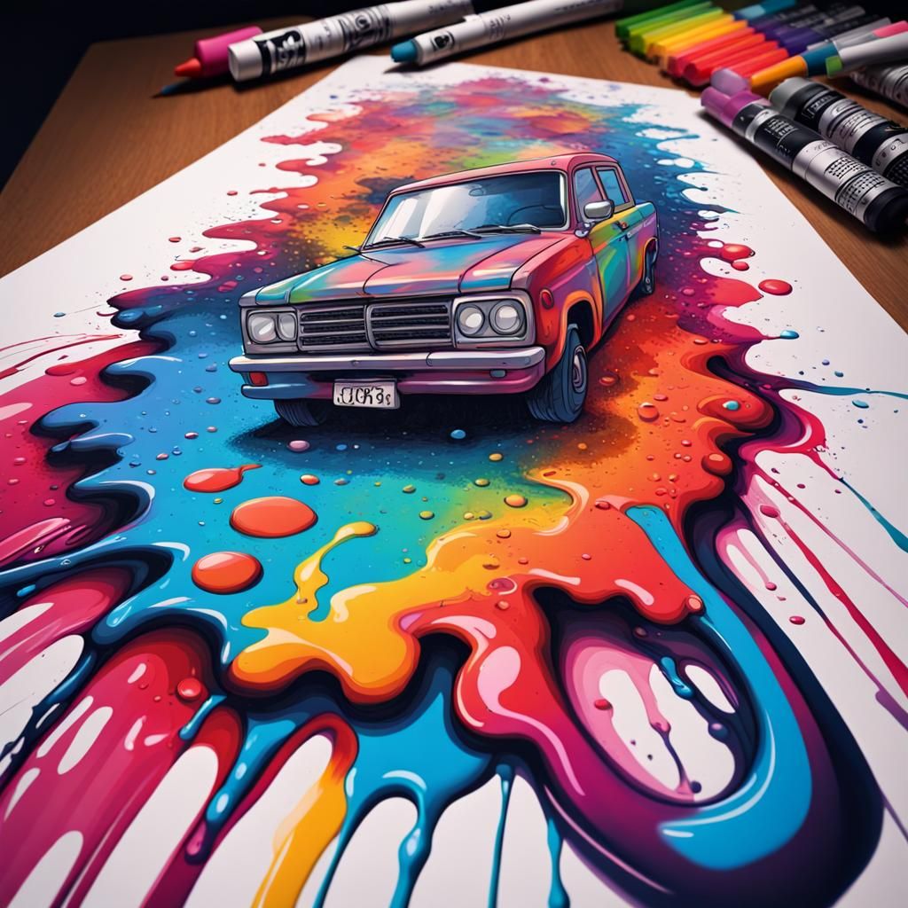 Detailed Graffiti Art Drawing with Art Supplies
