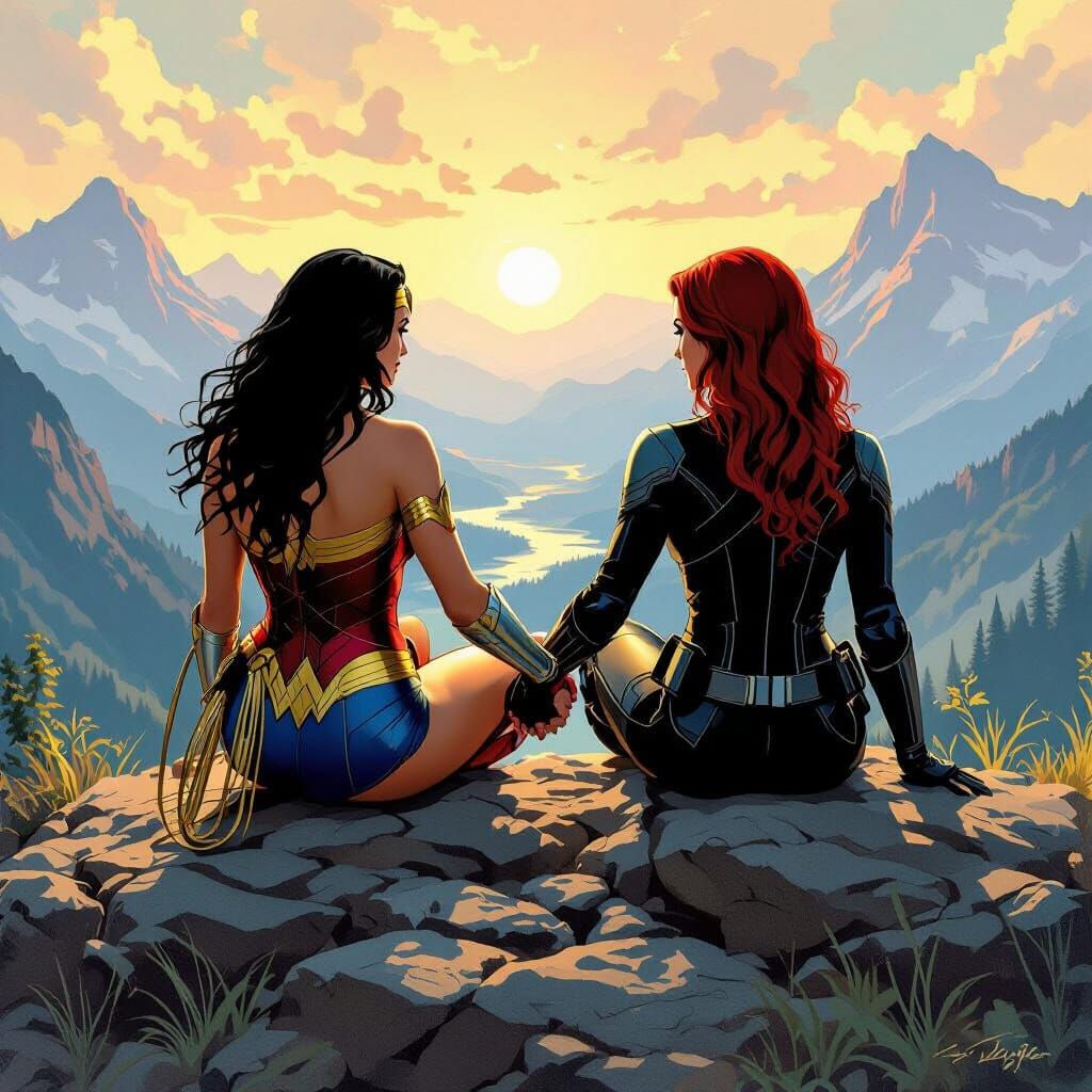 Wonder Woman and Black Widow: Mountain Serenity