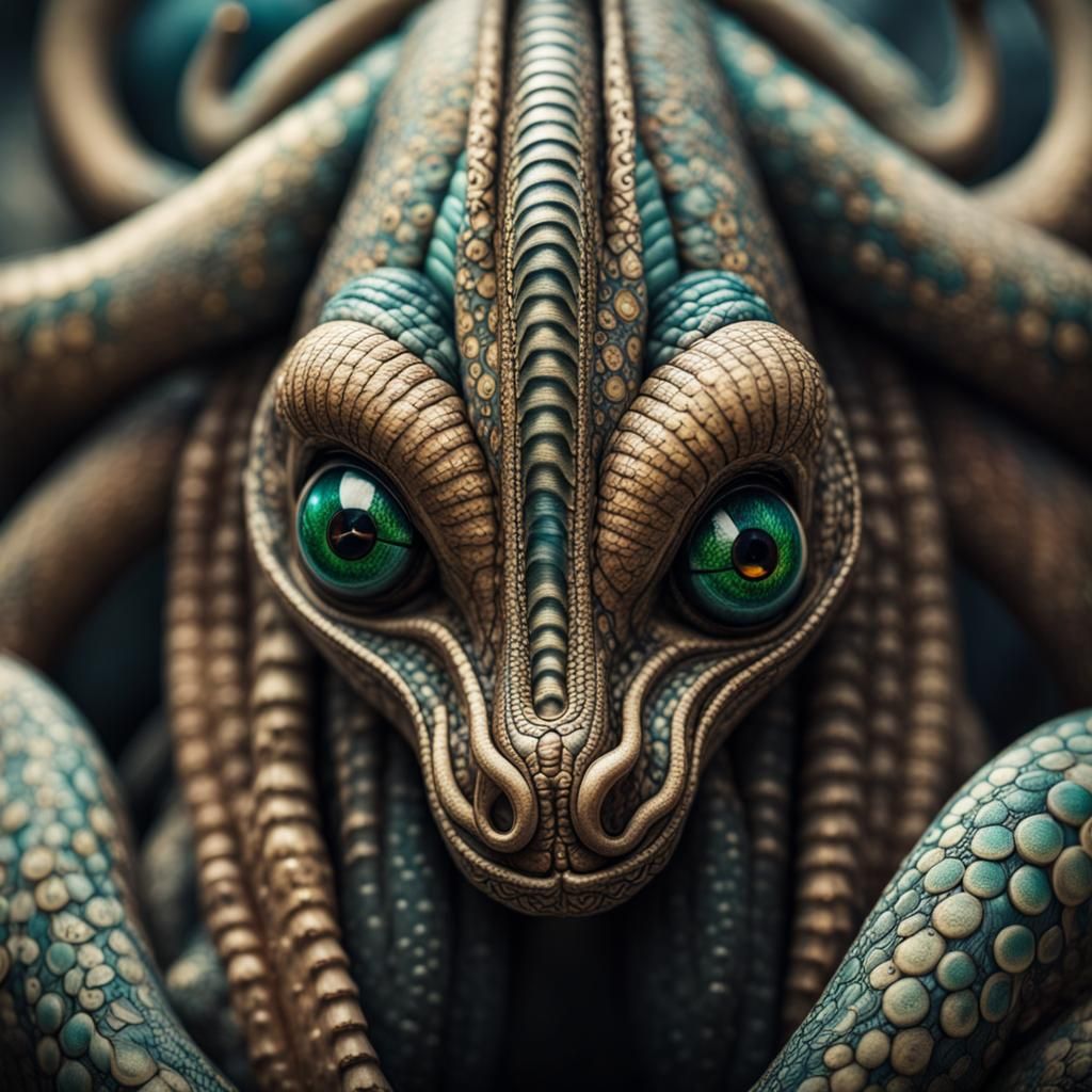 Tattooed Nagas: Psychedelic Art in 8K Resolution