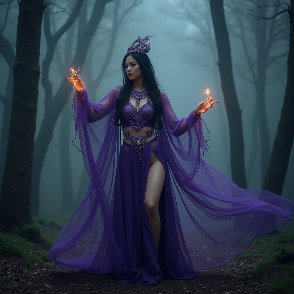 Mystical Sorceress in Ancient Woods