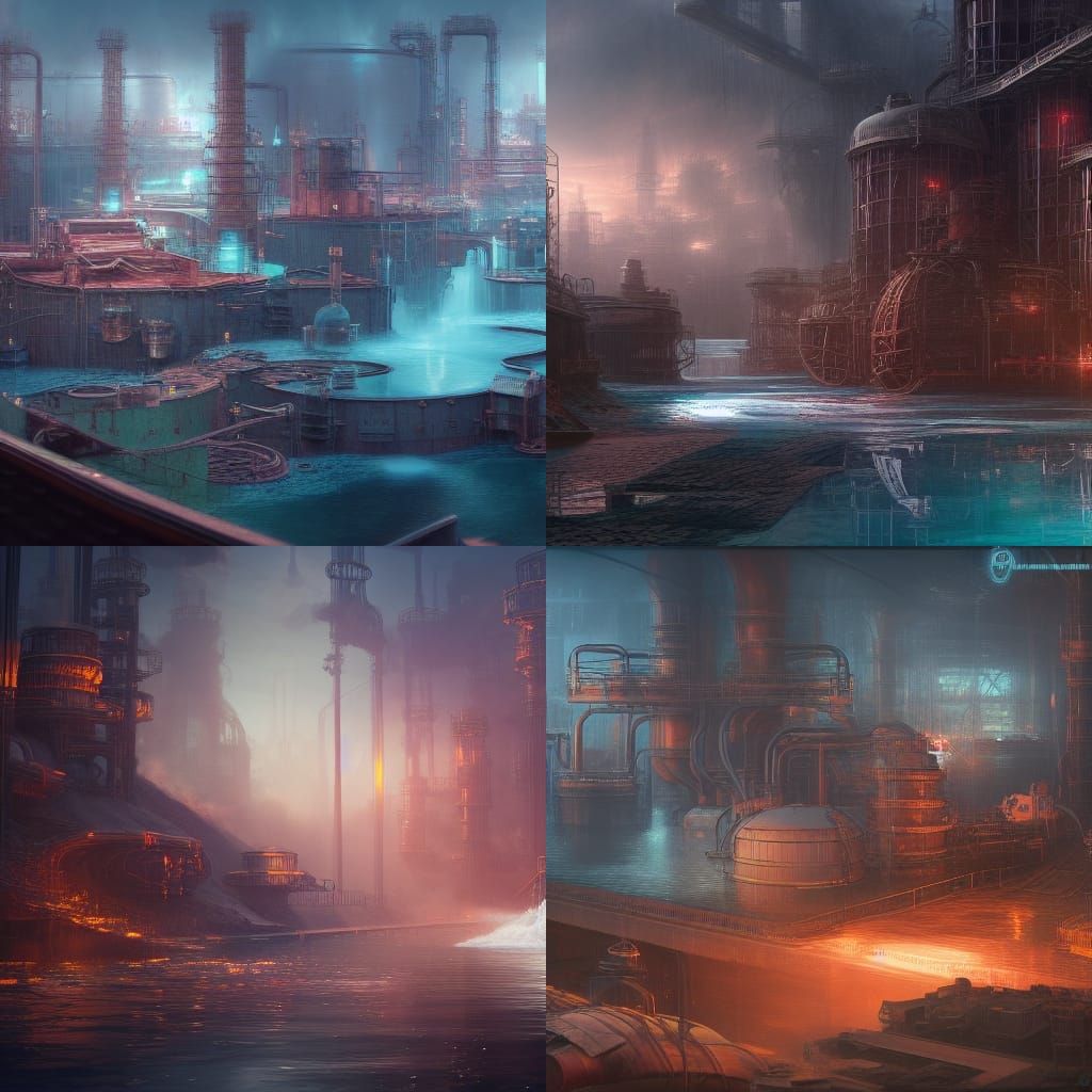 Factory Disposing Chemicals: Detailed Matte Painting