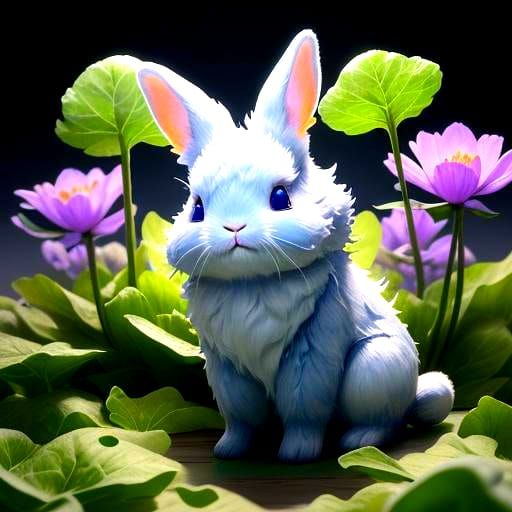 Cute Bunny Sleeping: 3D Anime Art