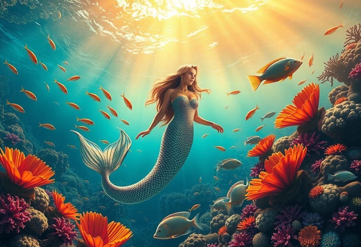 Vibrant Coral Reef Ecosystem in Maximalist Style