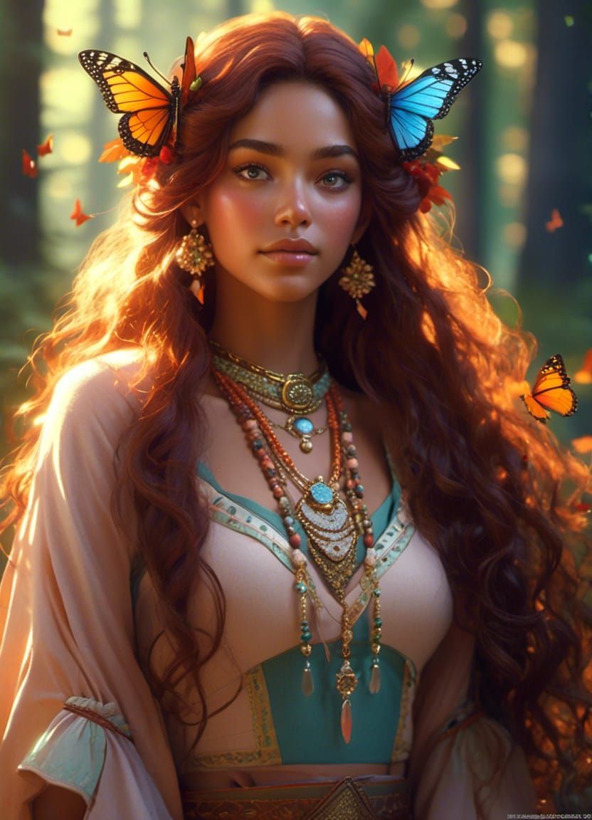 Indian Princess Portrait in Anime Realism Style