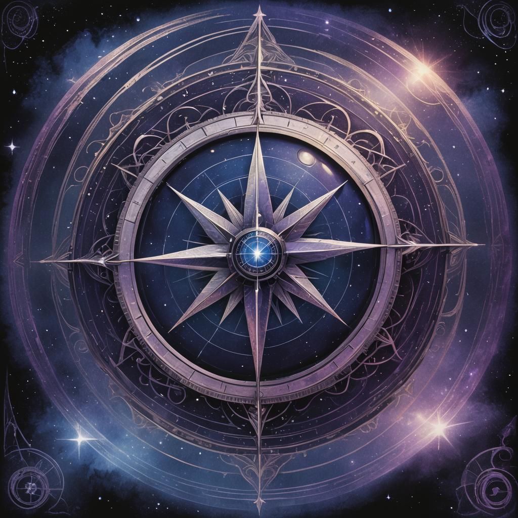 Ethereal Globe with Compass Rose in Indigo Sky