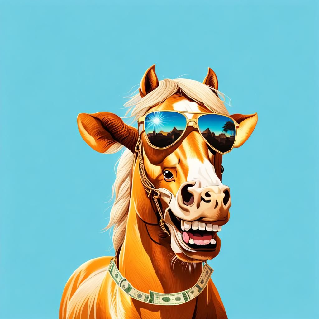 NFT Horse with Sunglasses and Gold Teeth