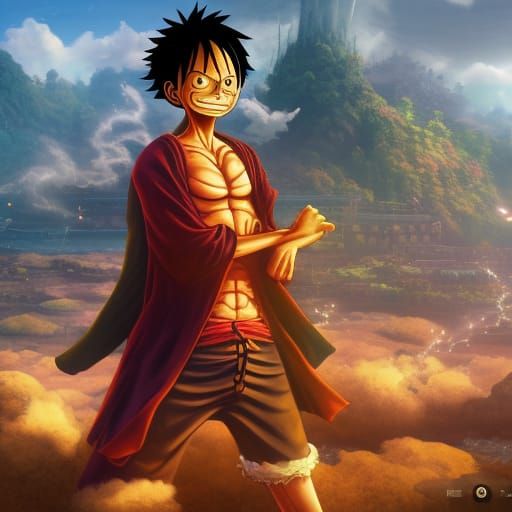 Detailed Matte Painting of Luffy in 8K