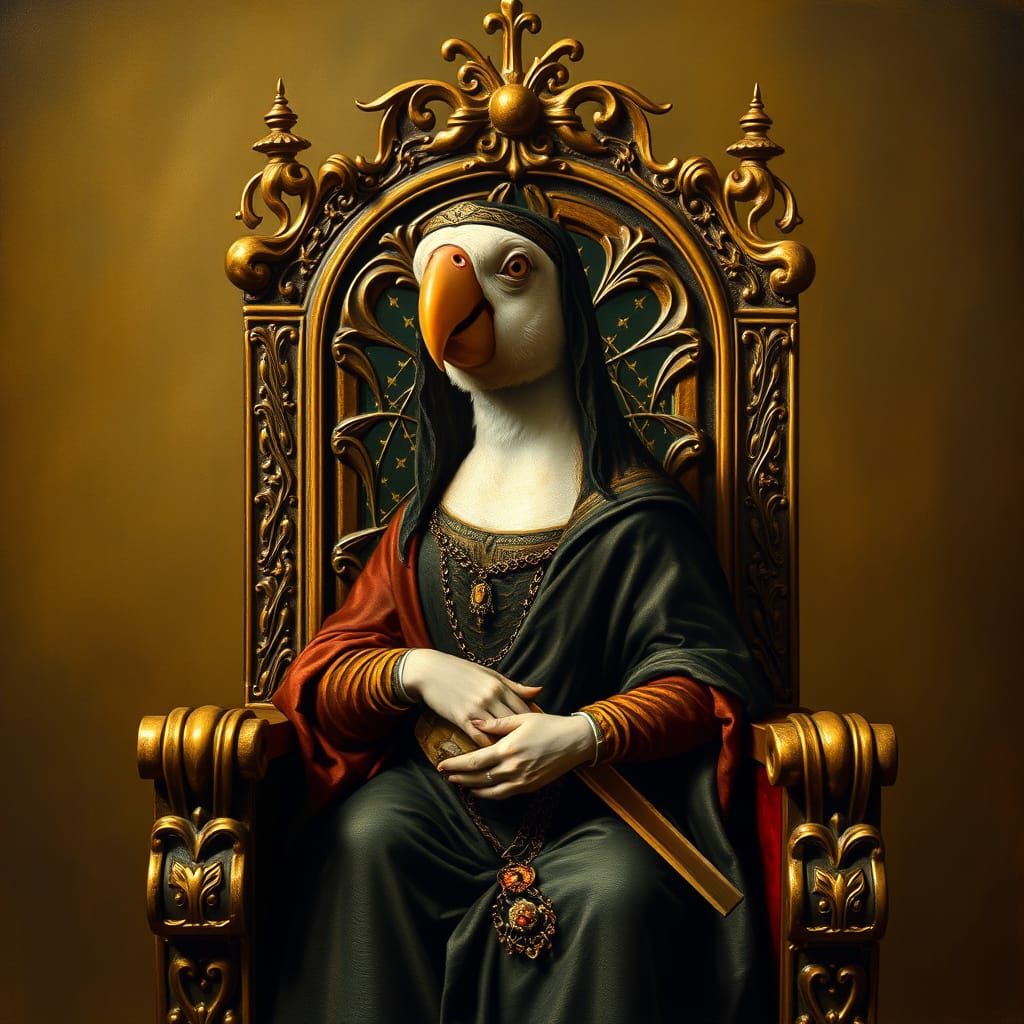 Renaissance Parrot Portrait in the Style of Leonardo da Vinc...