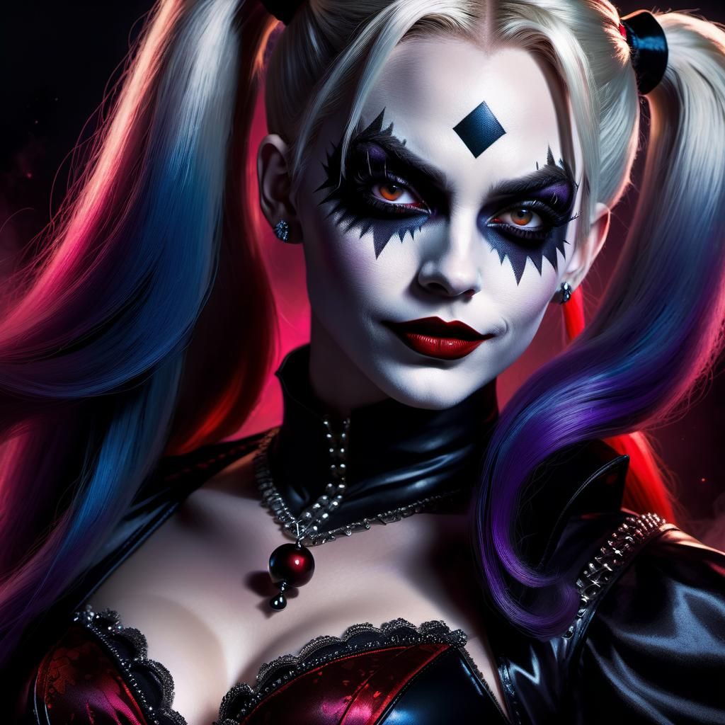 Harley Quinn as Vampire in Gothic Hyperrealism