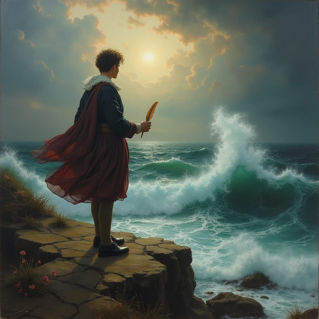 Shakespeare on Mystical Island: Renaissance Oil Painting