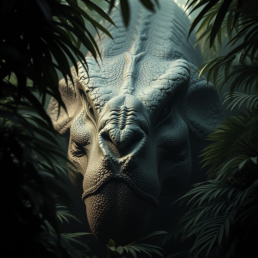 Megatherium in Jungle: Vintage Photorealistic Image