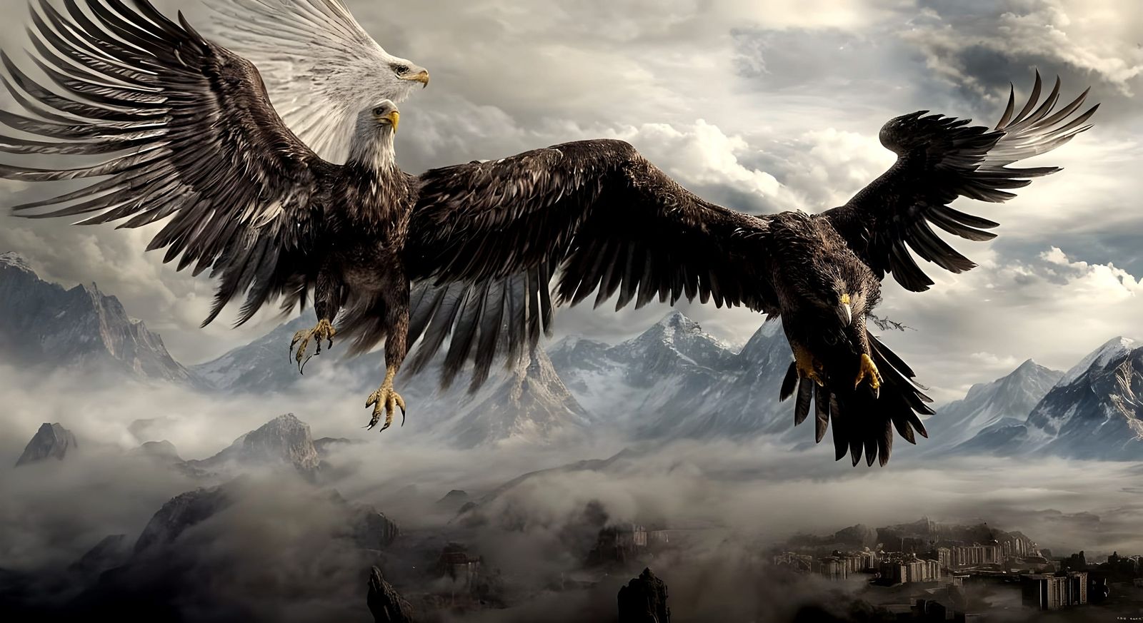Majestic Eagle Crashes to Earth: Epic Digital Matte Painting