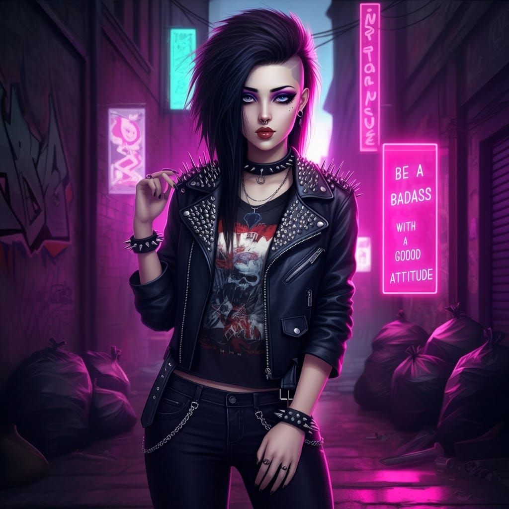 Beautiful emo woman.
Emo clothing ,
Emo background ,
Text sa...