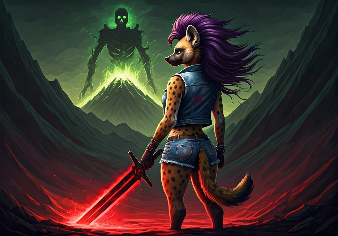 Cyberpunk Skeleton Goddess Confronts Ancient Lich God