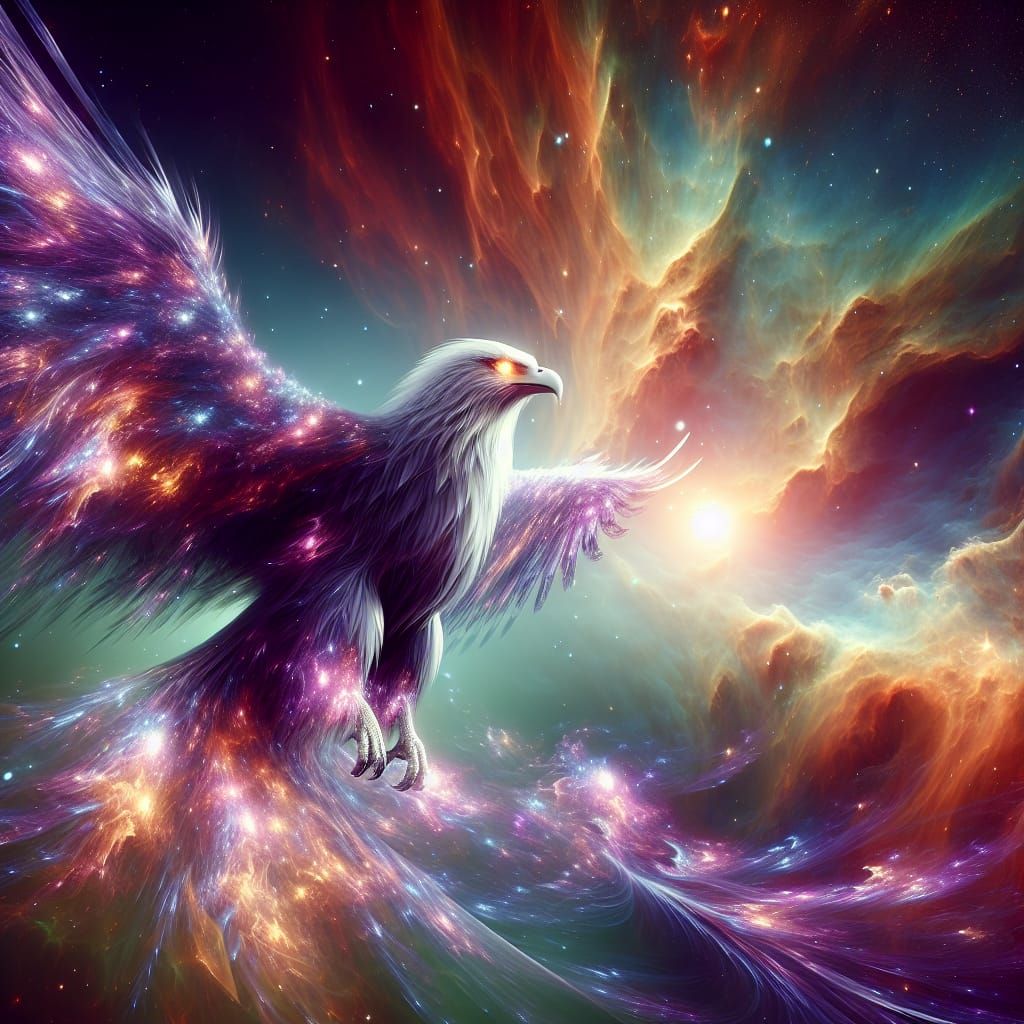 Cosmic Eagle Soaring Through Nebula