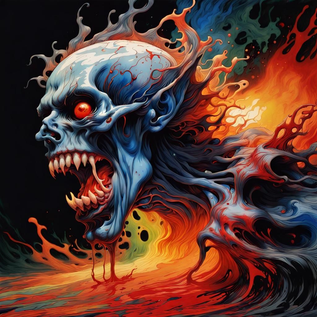 Spectral Vampire in Liquid Ink Splatter Style