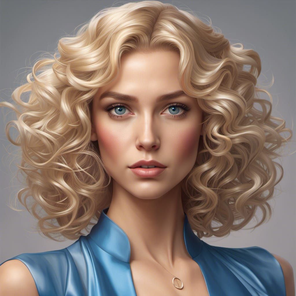 Beautiful Woman Portrait in Retrofuturist Style