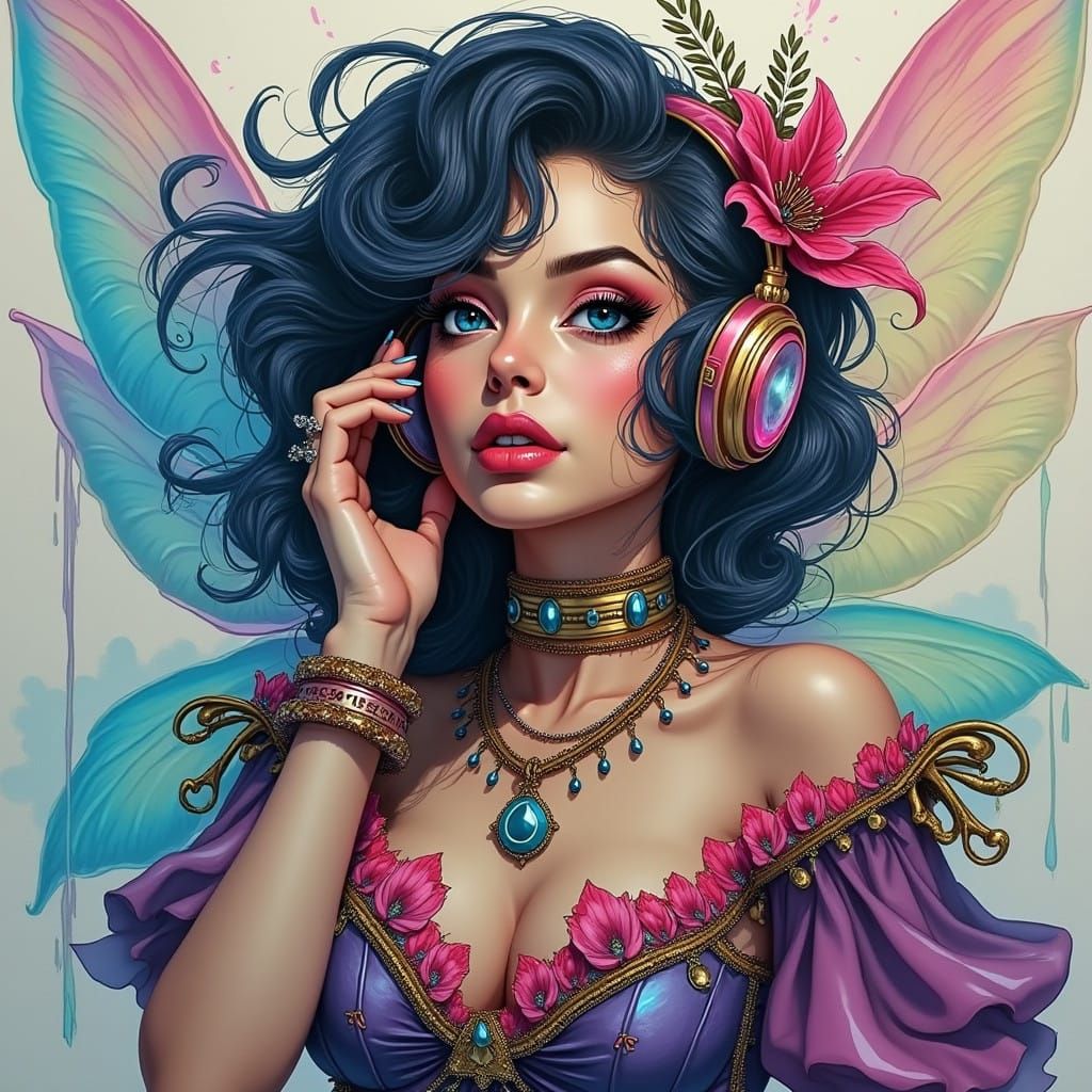 Vibrant 80s Faerie in Dreamlike Whimsy