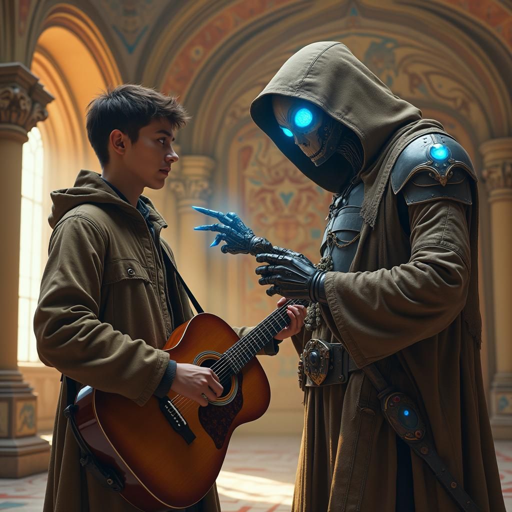 Guitar Presentation in Grand Hall: Sci-Fi Concept Art