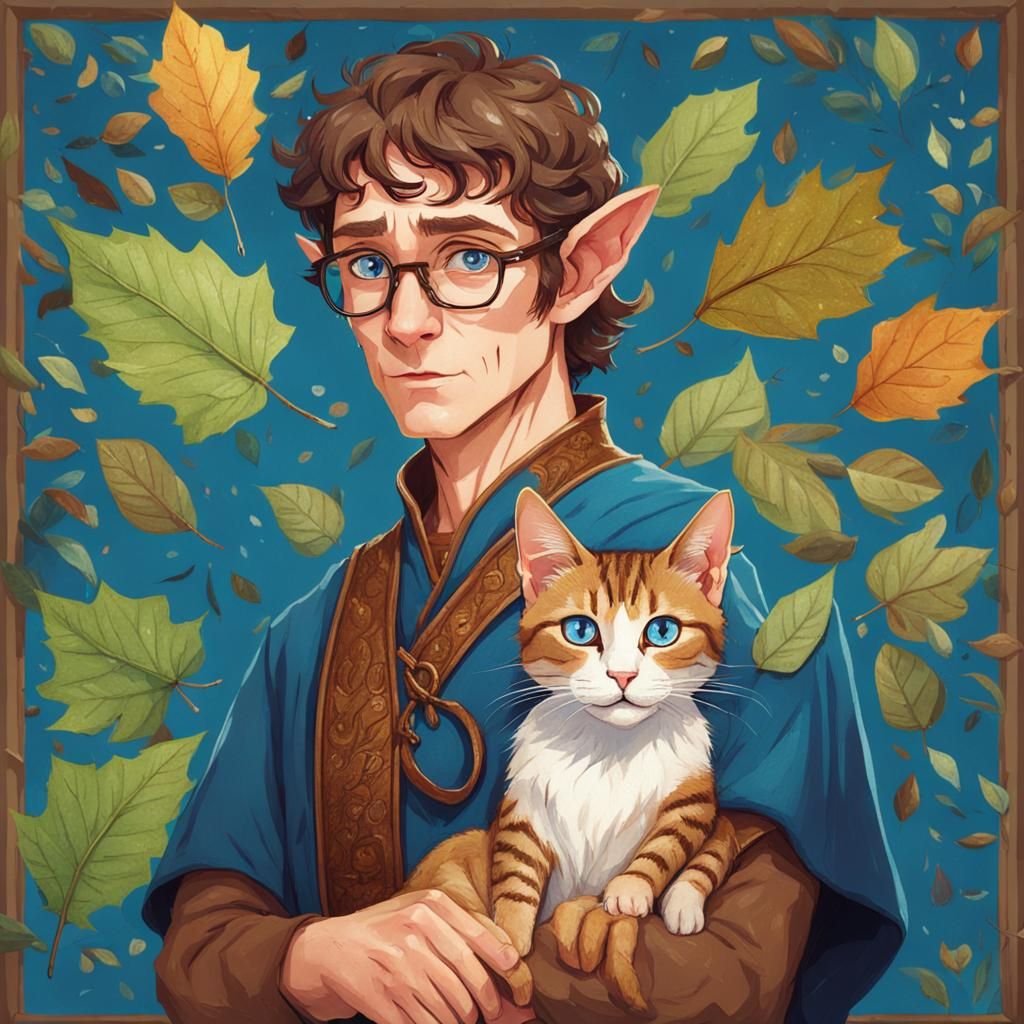 Elf with Cat in Brightly Lit Room