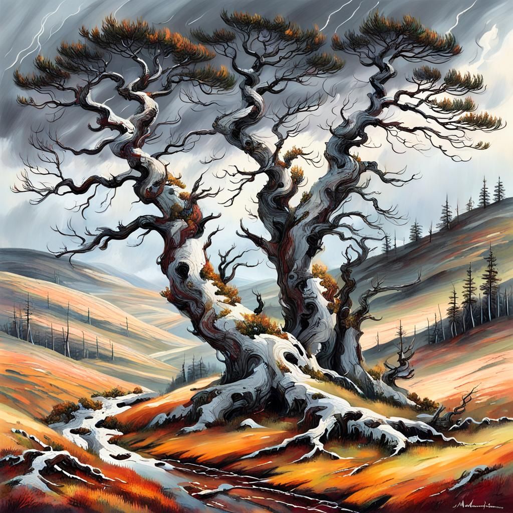 Moorland Storm with Pines and Birches